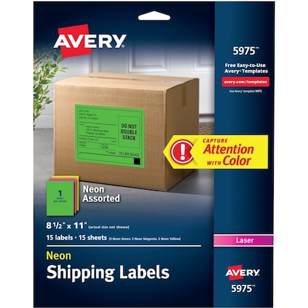 Avery Label, Lsr, 8.5"X11", Fl 15PK AVE5975